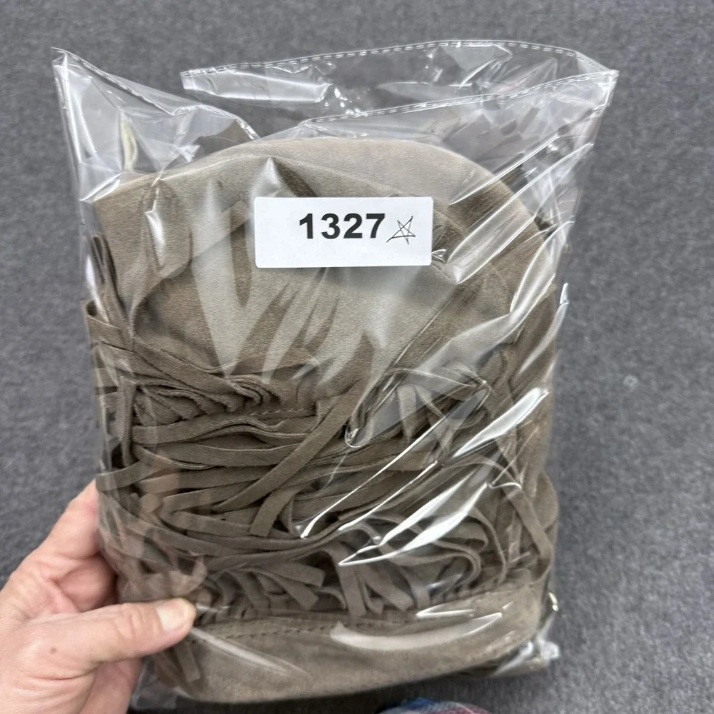 GAP 100% Cow Suede Fringe Hobo Shoulder Bag Boho Western Taupe - Picture 13 of 13